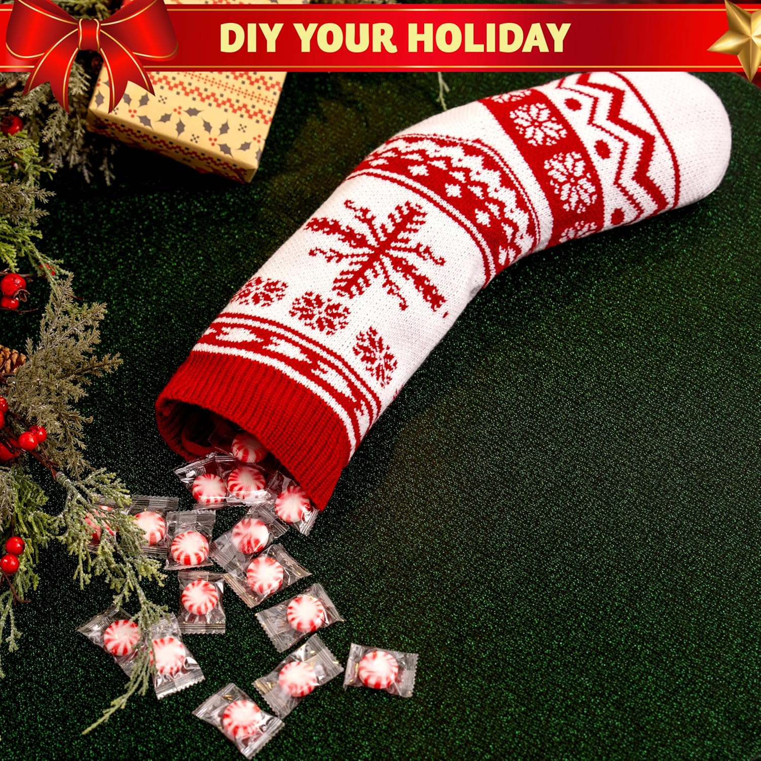 JOYIN 6 Pack 18" Christmas Knit Stockings