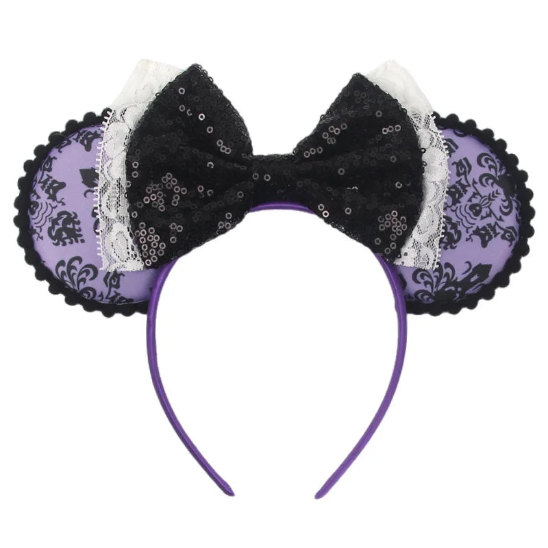 Disney Witch Bat Skeleton Ear Headband For Adults Kids Cosplay Halloween Hairband Women Girls Ghost Bows Party Hair Accessories