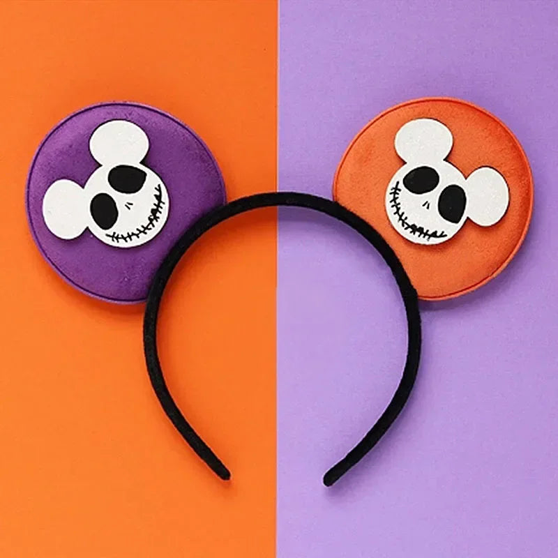 Disney Witch Bat Skeleton Ear Headband For Adults Kids Cosplay Halloween Hairband Women Girls Ghost Bows Party Hair Accessories