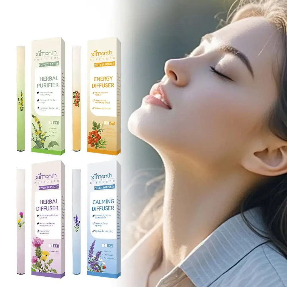 1/4PCS NEW Quitting Smoking Lung Cleansing Nasal Aspirator Improving Sleep Melatonin Diffusion Pen Herbal Blend Diffuser Set