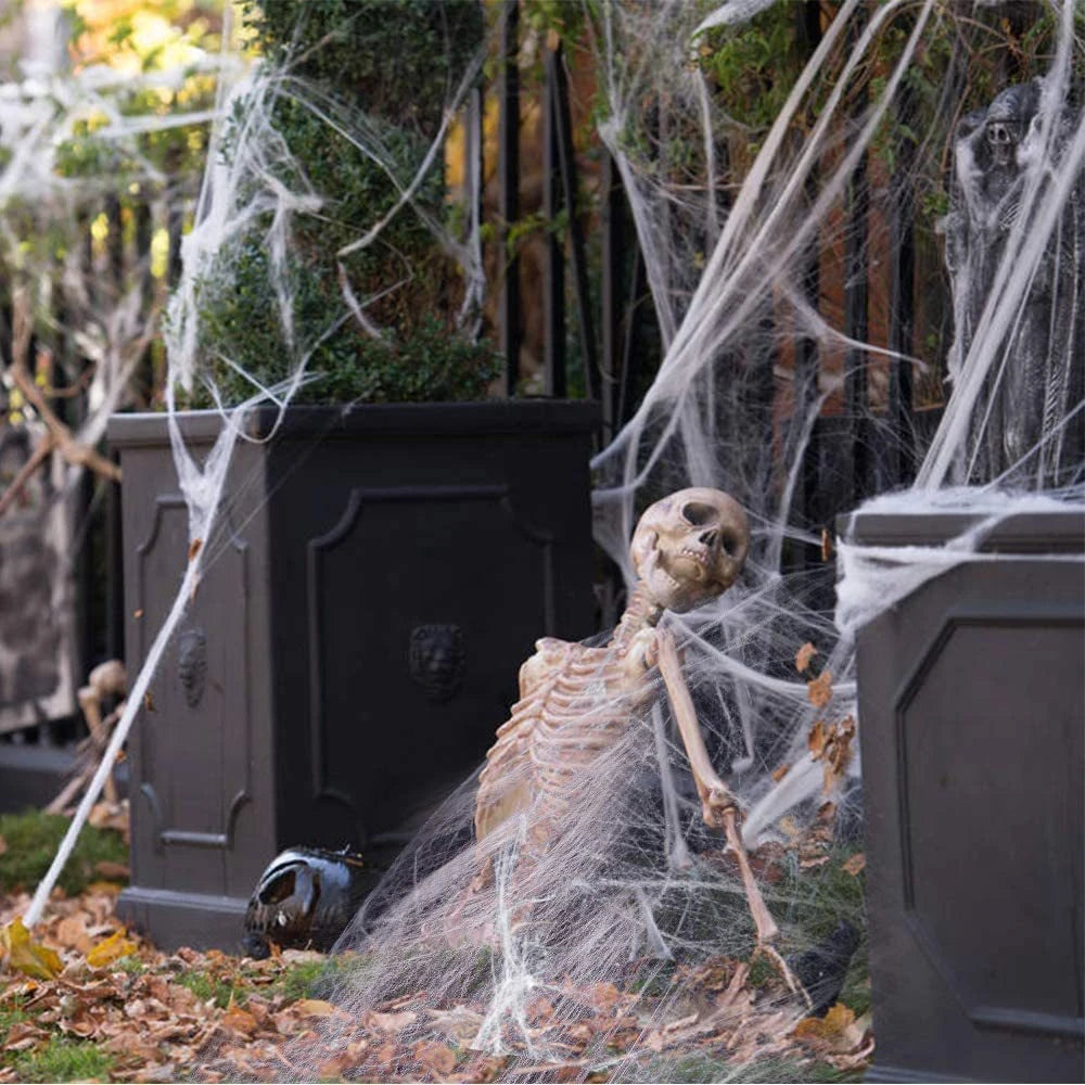 Halloween Decoration White Spider Web Artificial Stretchy Cobweb for Halloween Scary Home Party Scene Props Haunted House Decor