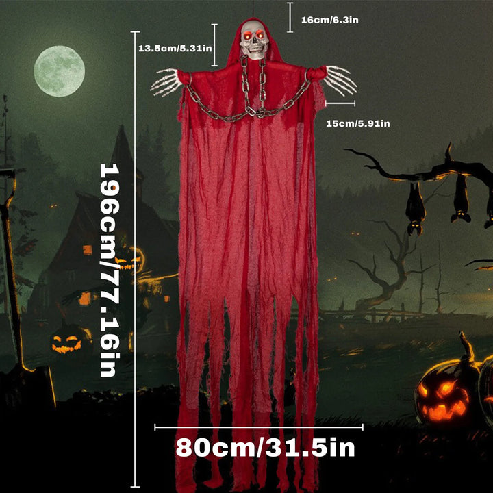 1PC Hanging Grim Reaper Skeletons Decor with Glow in Dark Waterproof Outdoor Halloween Props for Haunted House Party Supplies