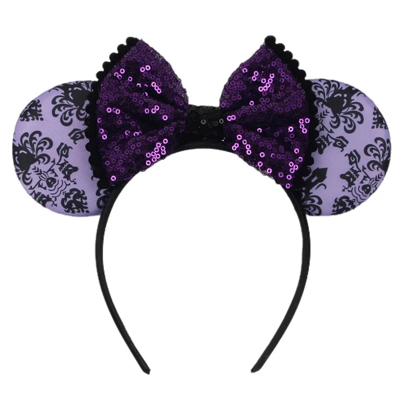 Disney Witch Bat Skeleton Ear Headband For Adults Kids Cosplay Halloween Hairband Women Girls Ghost Bows Party Hair Accessories
