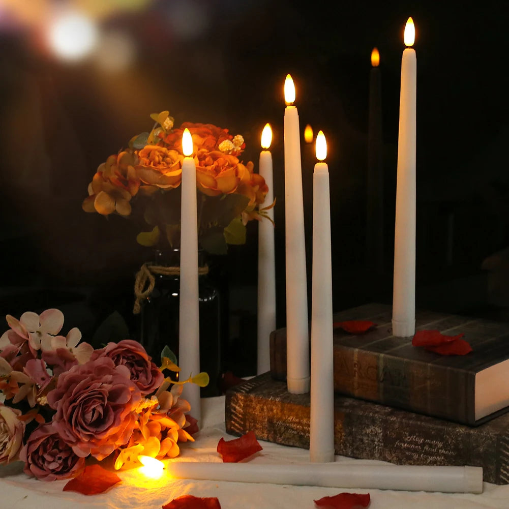 Flameless Taper Candles with Remote Control Flickering LED Candles Taper Warm White Light LED Candlesticks for Christmas Wedding