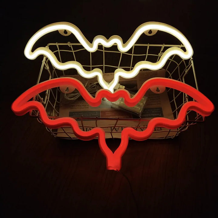 Neon Light Party LED Bat Colorful LED Light for Bedroom Decor Neon Sign Wallpaper Halloween Hang Decoration