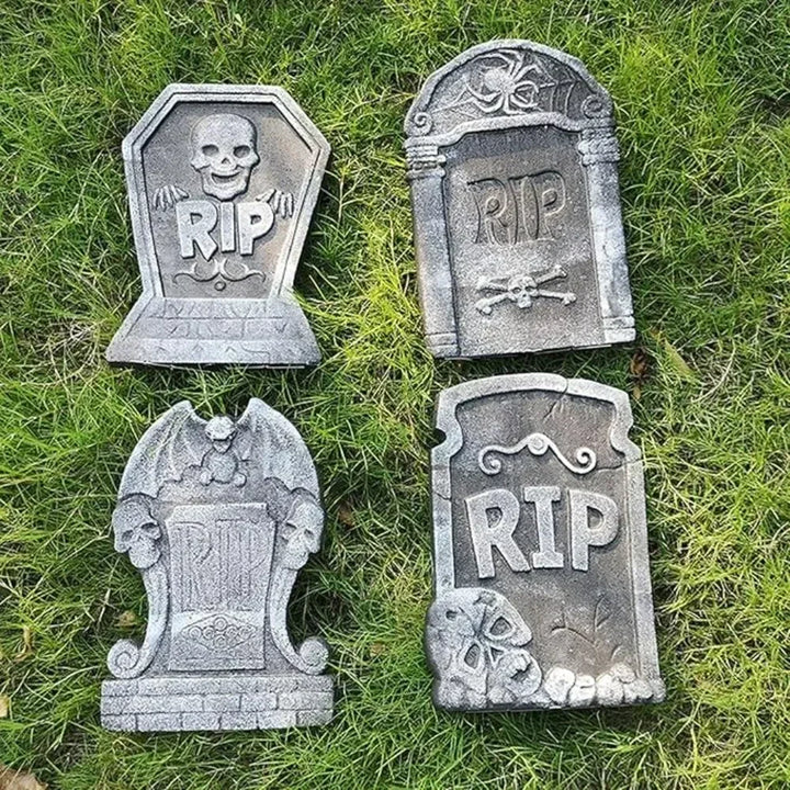 4pcs Foam Skeleton Rip Tombstone Halloween Party Decoration Grave Bat Horror House Prop Decor Ornament Halloween Party Supply
