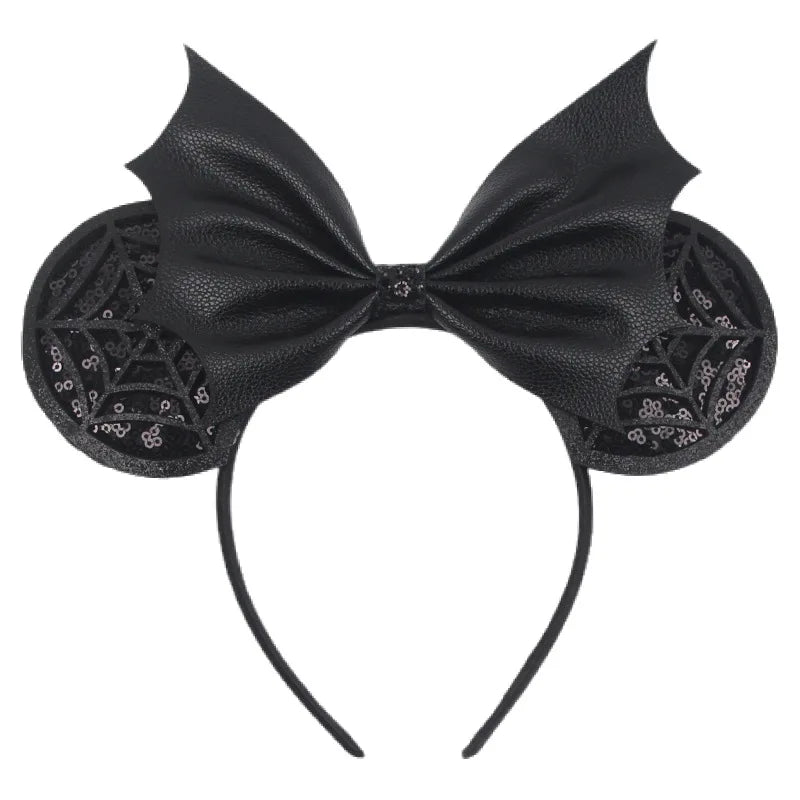 Disney Witch Bat Skeleton Ear Headband For Adults Kids Cosplay Halloween Hairband Women Girls Ghost Bows Party Hair Accessories