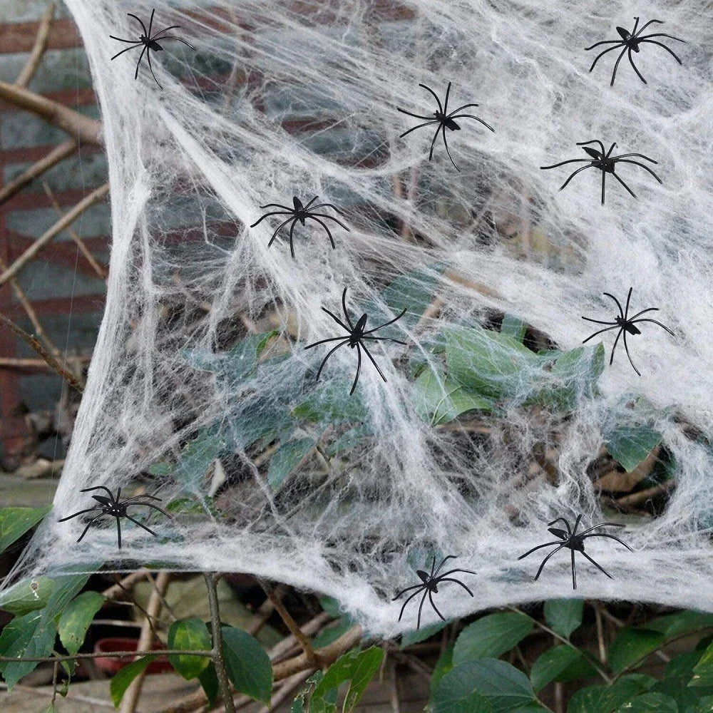 Halloween Decoration White Spider Web Artificial Stretchy Cobweb for Halloween Scary Home Party Scene Props Haunted House Decor