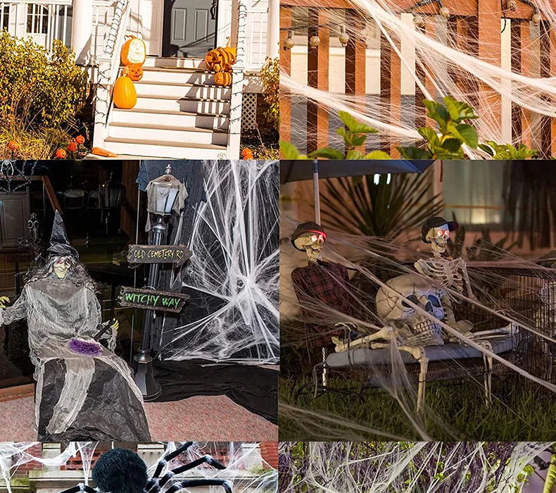 Halloween Decoration White Spider Web Artificial Stretchy Cobweb for Halloween Scary Home Party Scene Props Haunted House Decor
