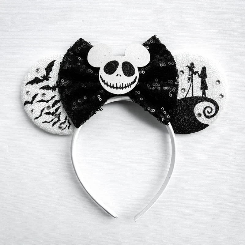 Disney Witch Bat Skeleton Ear Headband For Adults Kids Cosplay Halloween Hairband Women Girls Ghost Bows Party Hair Accessories