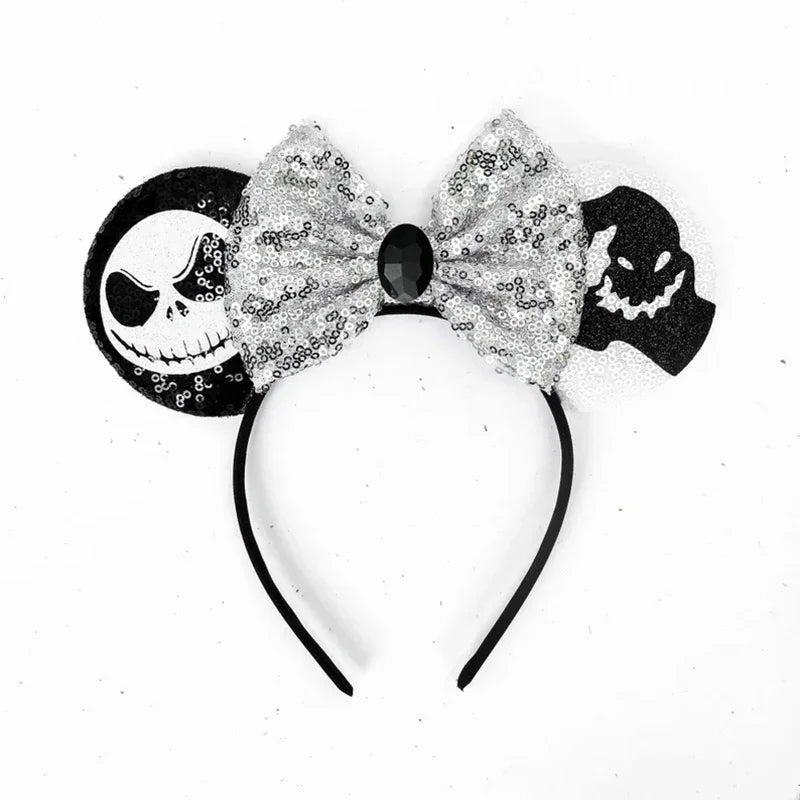Disney Witch Bat Skeleton Ear Headband For Adults Kids Cosplay Halloween Hairband Women Girls Ghost Bows Party Hair Accessories