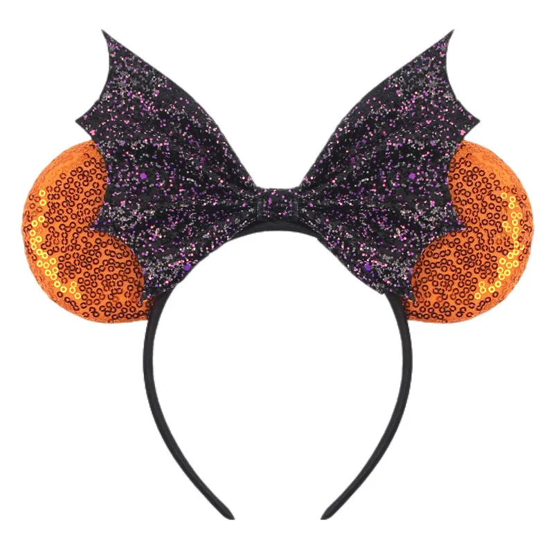 Disney Witch Bat Skeleton Ear Headband For Adults Kids Cosplay Halloween Hairband Women Girls Ghost Bows Party Hair Accessories