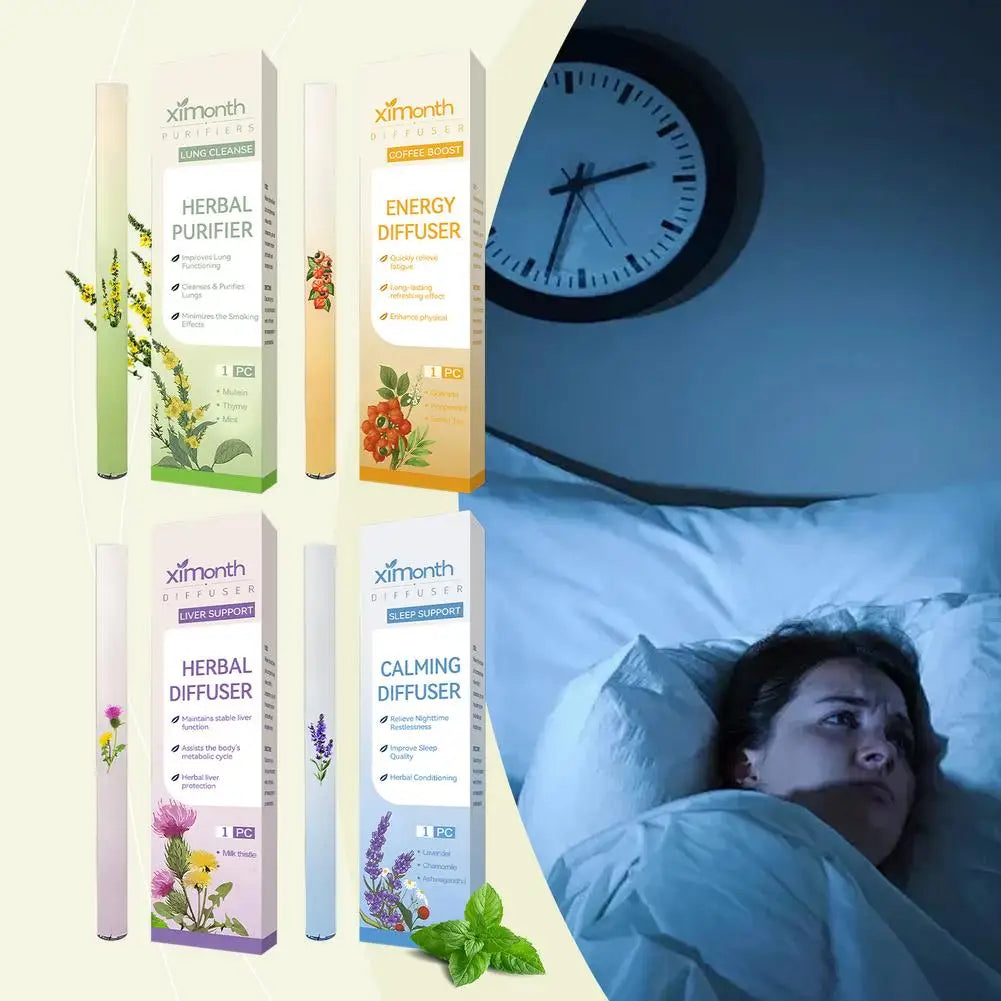 1/4PCS NEW Quitting Smoking Lung Cleansing Nasal Aspirator Improving Sleep Melatonin Diffusion Pen Herbal Blend Diffuser Set