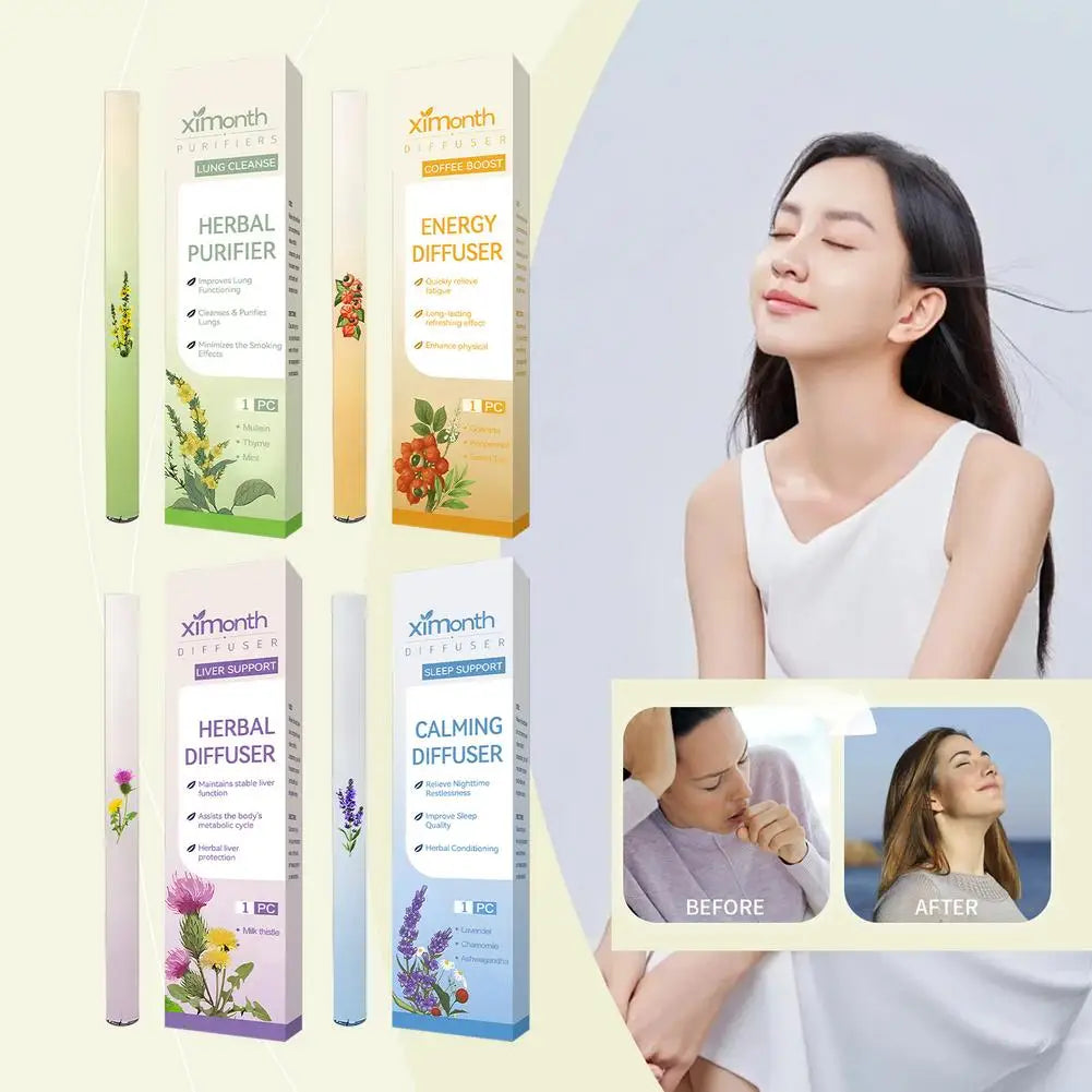 1/4PCS NEW Quitting Smoking Lung Cleansing Nasal Aspirator Improving Sleep Melatonin Diffusion Pen Herbal Blend Diffuser Set