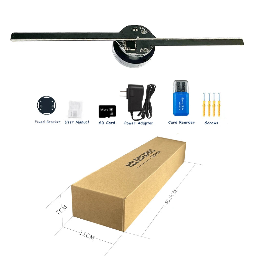 3D Hologram Fan for Advertising/Stage/Wedding Air Floating LED Display, High Brightness Holographic Fan 24H Continuous Working