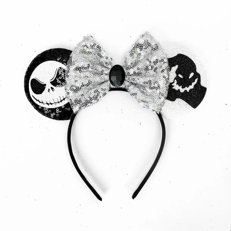 Disney Witch Bat Skeleton Ear Headband For Adults Kids Cosplay Halloween Hairband Women Girls Ghost Bows Party Hair Accessories