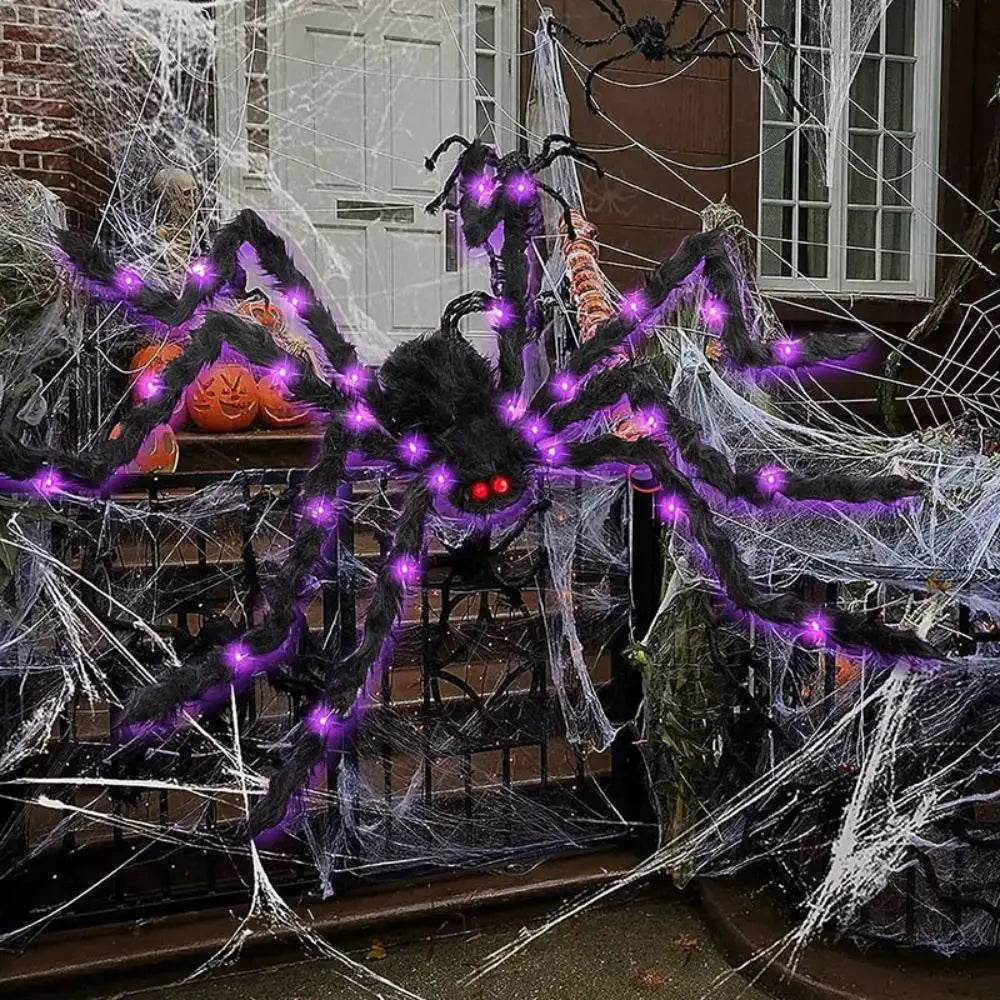 Practical 8 Modes Halloween Spider Web Lights Waterproof 250 LEDs LED Spider Net 5m Big Scary Giant Spider Party