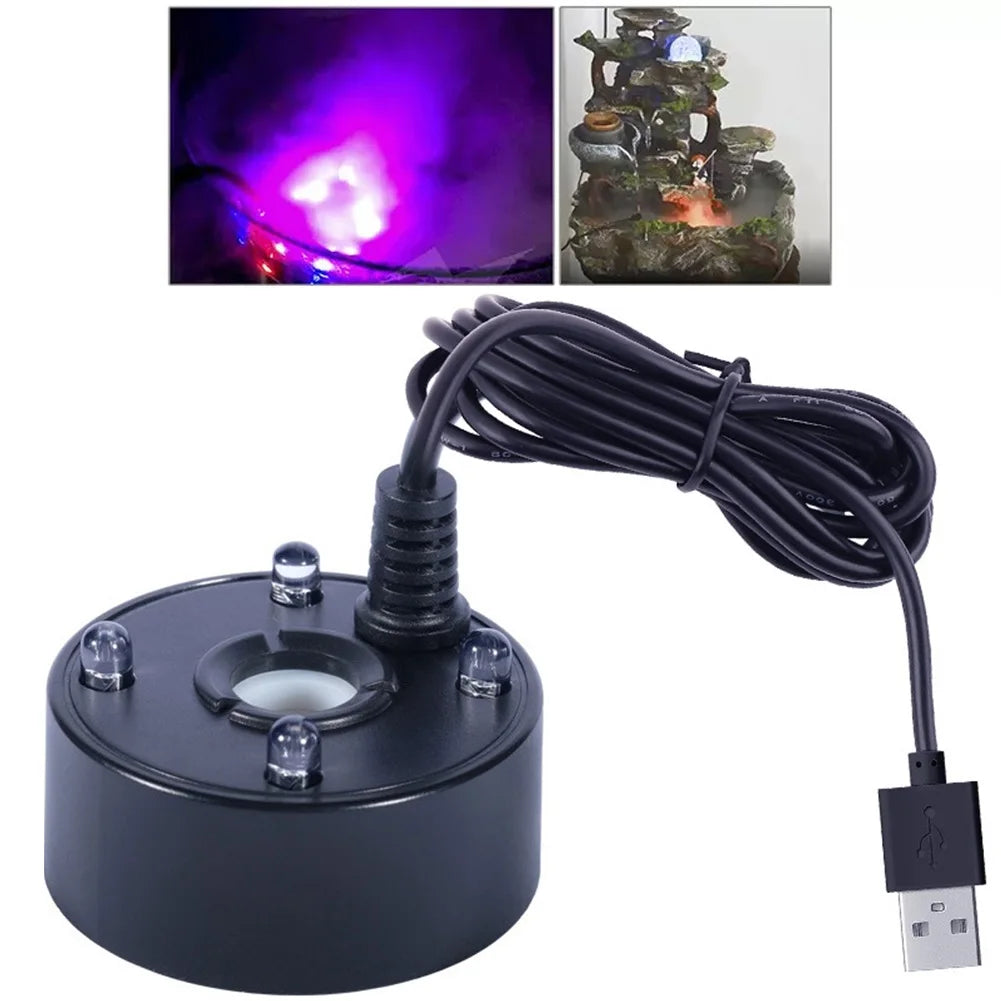 5V USB Mist Maker Fogger With Fog Maker Machine LED Colorful Lights Small Rockery Water Fish Tank Landscape Spray