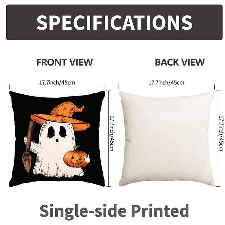 1pc/4pcs Halloween decoration pillow cover, trick or treat cushion cover, ghost, pumpkin head, bat decoration sofa cushion cover