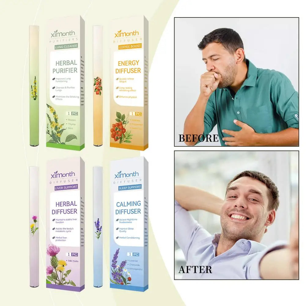 1/4PCS NEW Quitting Smoking Lung Cleansing Nasal Aspirator Improving Sleep Melatonin Diffusion Pen Herbal Blend Diffuser Set