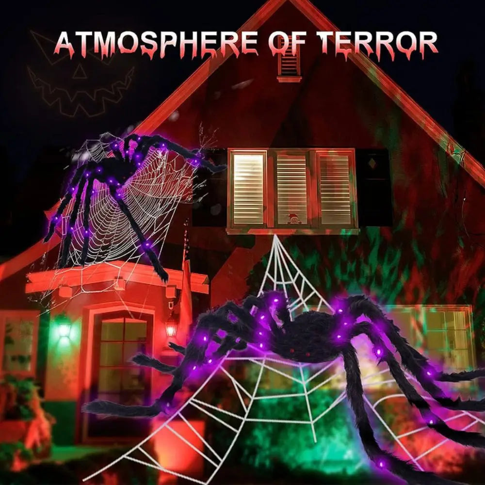 Practical 8 Modes Halloween Spider Web Lights Waterproof 250 LEDs LED Spider Net 5m Big Scary Giant Spider Party