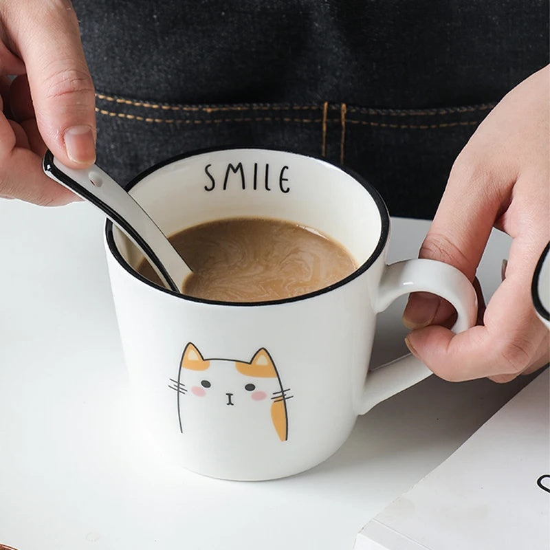 Cartoon Cat Ceramic Coffee Mug