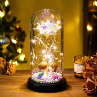 Eternal Rose LED Light Foil Flower In Glass