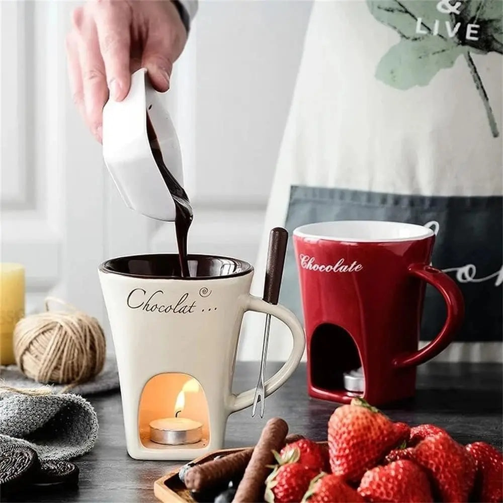 Mini Fondue Mug Set – Chocolate, Cheese & Butter Warmer