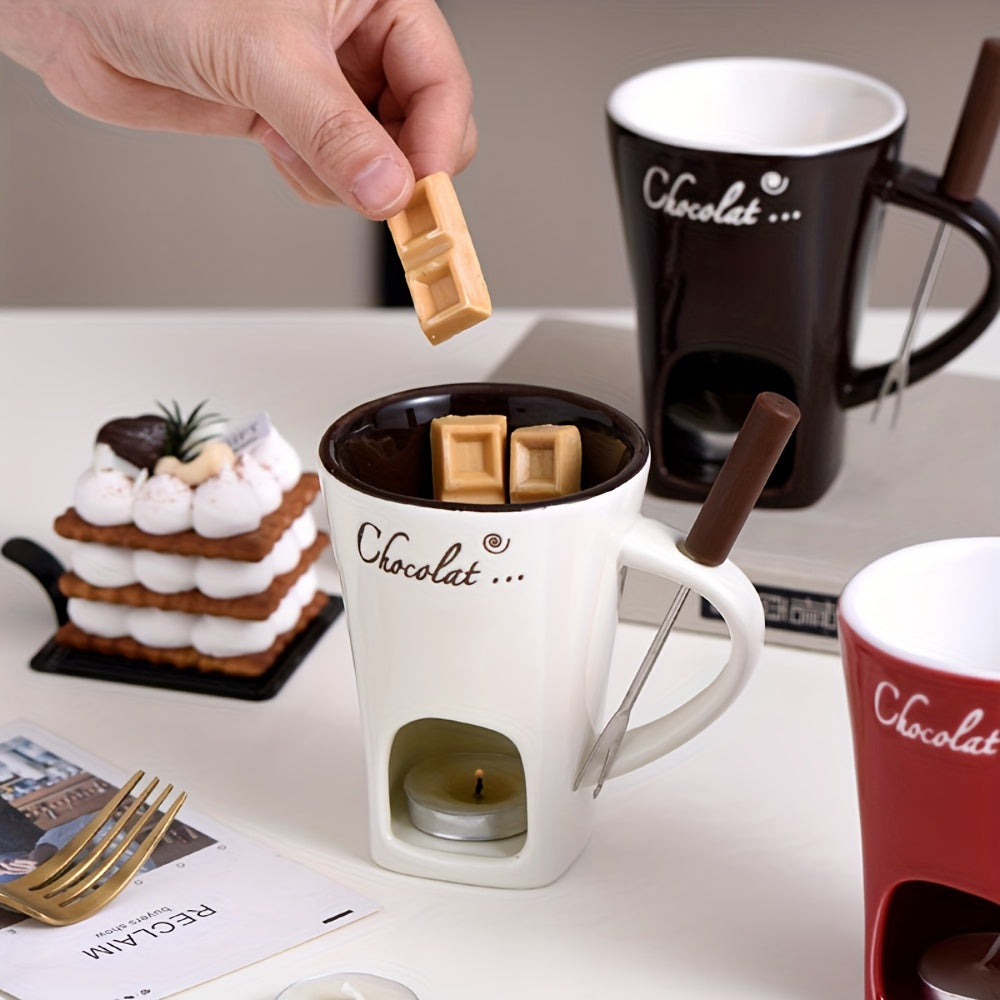 Ceramic Chocolate Melting Cup with Fork