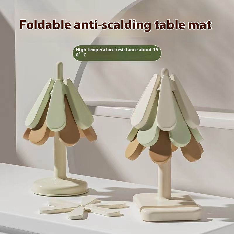 4pcs Silicone Mat Dishes Insulation Pad Tree Shape