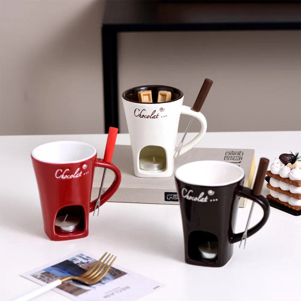 Mini Fondue Mug Set – Chocolate, Cheese & Butter Warmer