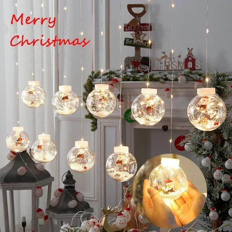 10PCS LED Snowman Fairy Curtain Lights